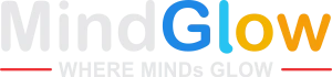 MindGlow logo featuring a modern brain and light bulb icon with circuit lines, representing learning, creativity, innovation, and educational growth.