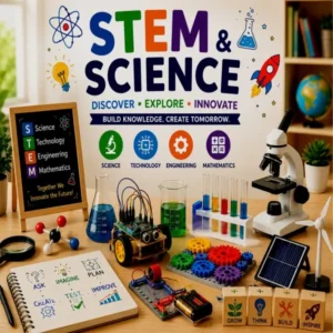 STEM educational toys featuring science experiments, robotics, engineering kits, mathematics activities, and technology learning for kids.